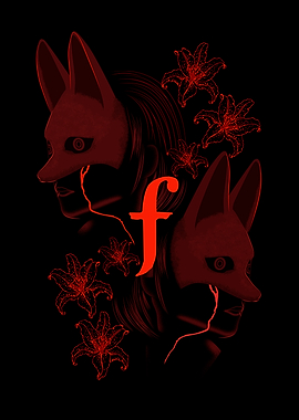 Fox Mask Portrait with Floral Accents