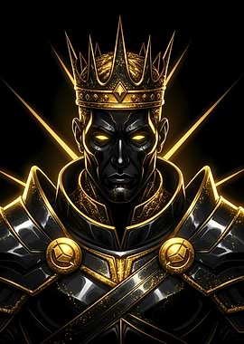 Golden Crowned King in Black Armor