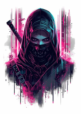Cyberpunk Ninja with Sword