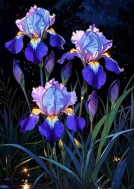 Night Irises: Floral Elegance