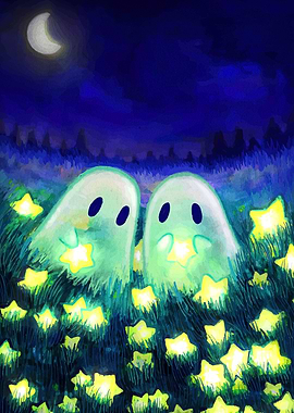 Two Ghosts with Stars in a Field