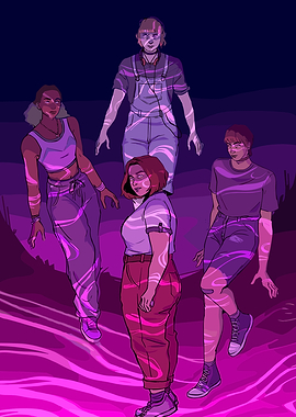 Group of People in Purple Light