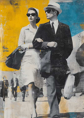 Retro Noir – Stylish 50s Couple Walking