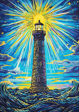 Lighthouse Sea Shining Light