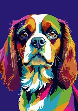Colorful Cavalier King Charles Spaniel Portrait