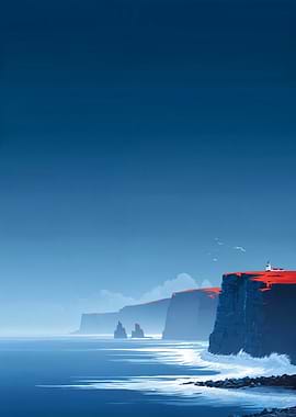 Coastal Cliffs and Lighthouse Landscape