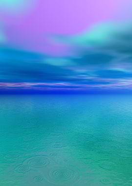 Calm Ocean with Rain Ripples