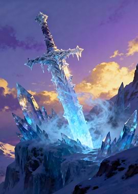 Icy Sword in Crystal Landscape