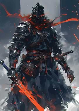 Dark Knight Warrior with Swords