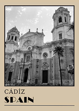 Cádiz, Spain: Black and White Travel Photo Poster