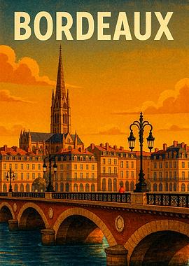 Bordeaux Cityscape Travel Poster