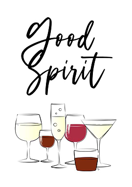Good Spirit Wine Glasses Illustration