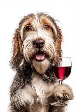 Grand Basset Griffon Vendéen dog with Wine Glass
