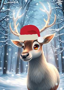 Christmas Deer in Winter Wonderland