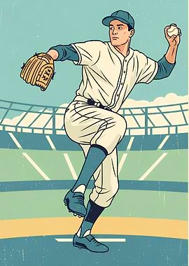 Baseball Pitcher in Action Illustration