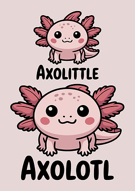 Axolittle and Axolotl Cartoon Illustration