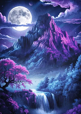 Fantasy Mountain Landscape Waterfall