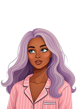Cartoon Woman with Lavender Hair