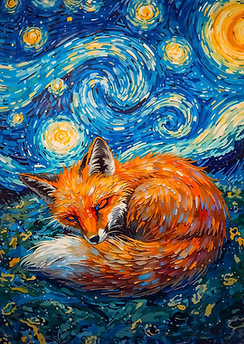 Sleeping Fox Starry Night