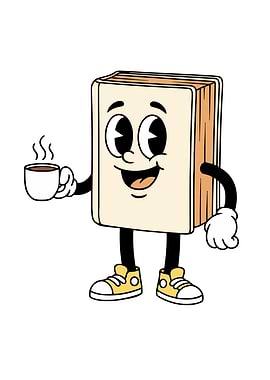 Cartoon Book Coffee Lover