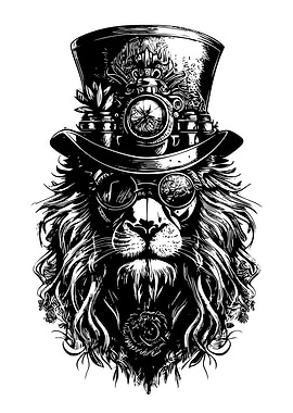 Steampunk Lion with Top Hat