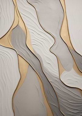 Abstract Gold Gray Wavy Art