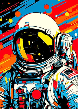 Colorful Astronaut Pop Art Illustration