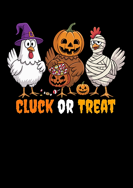 Cluck or Treat Halloween Chicken Cartoon