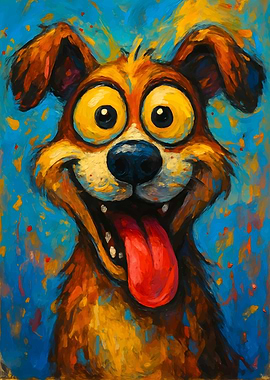 Cartoon Dog Portrait with Big Eyes