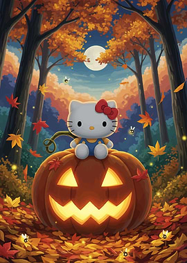 Hello Kitty on Halloween Pumpkin