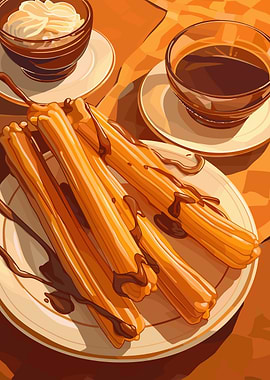 Churros with Chocolate and Cream
