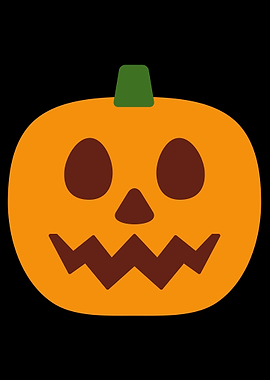 Cartoon Pumpkin Face on Black Background Emoji