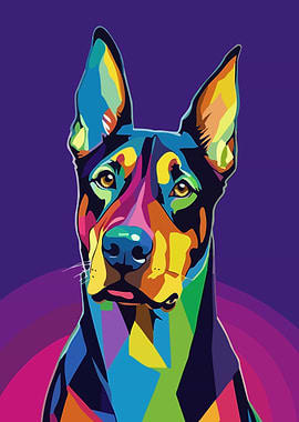 Colorful Doberman Portrait