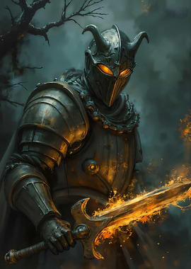 Dark Knight with Flaming Sword