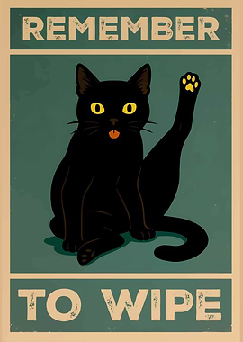 Remember to Wipe Cat Poster
