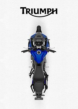 Blue Triumph Motorcycle Top View