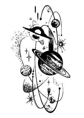 Abstract Black and White Space Art