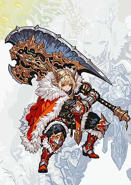 Fantasy Elf Warrior with Axe Illustration