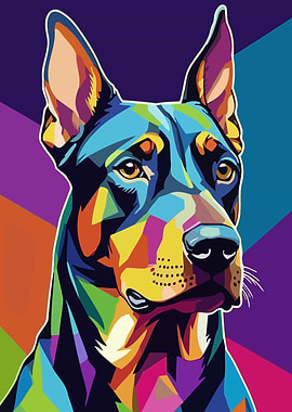 Colorful Doberman Portrait 2