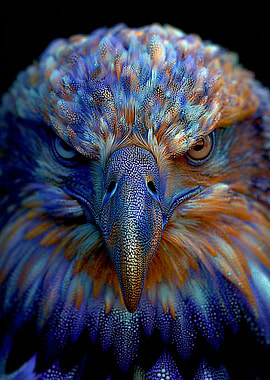 Detailed Eagle Portrait with Blue Plumage