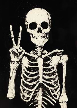 Skeleton Peace Sign Art