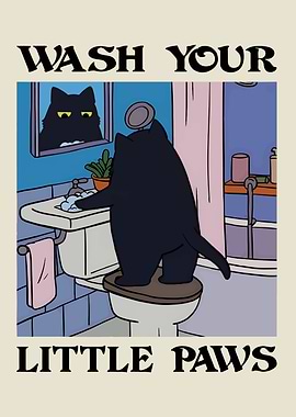 Wash Your Little Paws Cat Art