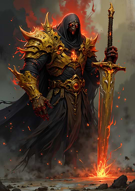 Fiery Warrior with Sword