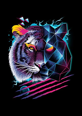 Geometric Tiger Head Digital Art