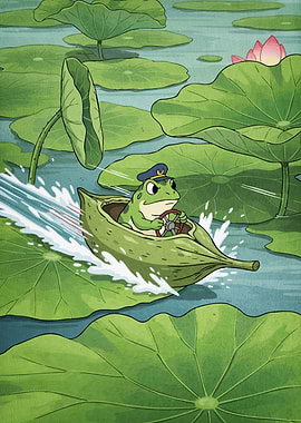 Frog Captain Leaf Boat