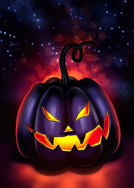 Halloween Pumpkin with Glowing Face