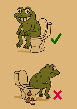 Frog Toilet Etiquette Cartoon Illustration