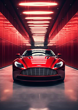 Red Aston Martin in Tunnel