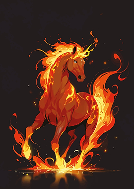 Fiery Unicorn Digital Art