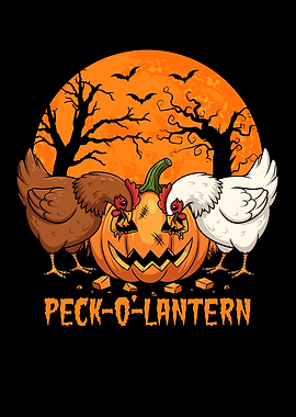 Peck-O-Lantern: Halloween Chickens and Pumpkin